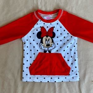 2T Minnie Mouse Long Sleeve Swim Wear Top